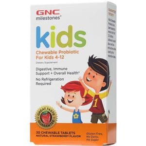 Supliment alimentar Probiotice masticabile pentru copii 4-12 ani Milestones Kids, capsuni, 30 tablete, GNC