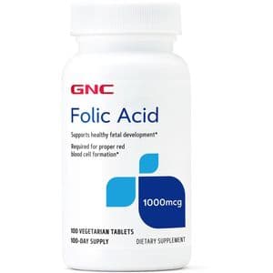 Supliment alimentar Acid Folic 1000 mcg, 100 tablete, GNC