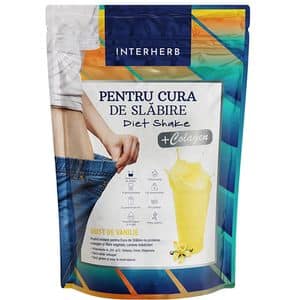 Colagen pudra Diet Shake cu aroma de vanilie, 528 g, INTERHERB