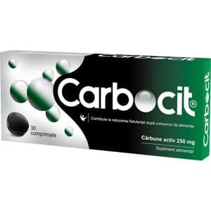 Supliment alimentar Carbocit - carbune medicinal, 30 comprimate, BIOFARM