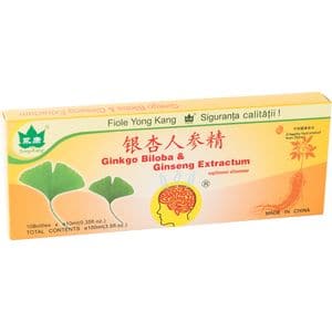 Supliment alimentar Ginkgo Biloba + Ginseng, 10 fiole, YONG KANG