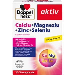 Supliment alimentar Aktiv Calciu + Magneziu + Zinc + Seleniu, 30 + 10 comprimate, DOPPELHERZ