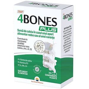 Supliment alimentar 4 Bones Plus, 30 comprimate filmate, SUN WAVE PHARMA