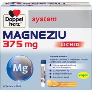 Supliment alimentar System Magneziu 375 mg, 30 flacoane, DOPPELHERZ