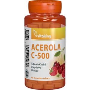 Supliment alimentar Vitamina C 500 mg cu Acerola, gust de zmeura, 40 comprimate masticabile, VITAKING