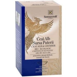 Ceai alb SONNENTOR Sursa puterii, cu ghimbir, 18 plicuri 