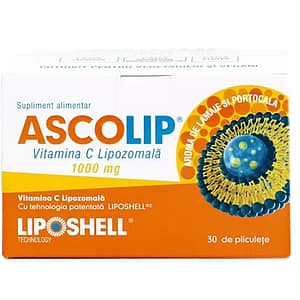 Supliment alimentar Vitamina C Lipozomala cu aroma de portocale 1000 mg, 30 plicuri, LIPOSHELL