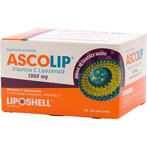 Supliment alimentar Vitamina C Lipozomala cu aroma de coacaze 1000 mg, 30 plicuri, LIPOSHELL