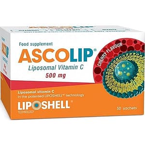 Supliment alimentar Vitamina C Lipozomala cu aroma de cirese 500 mg, 30 plicuri, LIPOSHELL