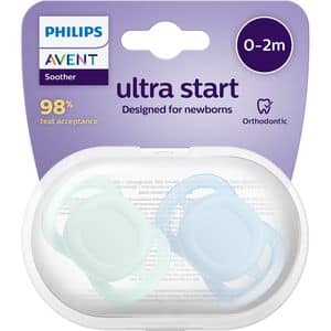 Suzeta PHILIPS AVENT Ultra Start SCF075/02, 0 luni+, 2 buc, albastru-verde