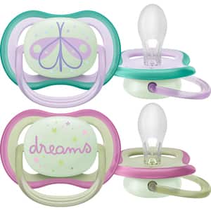 Suzeta PHILIPS AVENT Ultra Air NightTime SCF376/19, 0-6 luni, 2 buc, multicolor