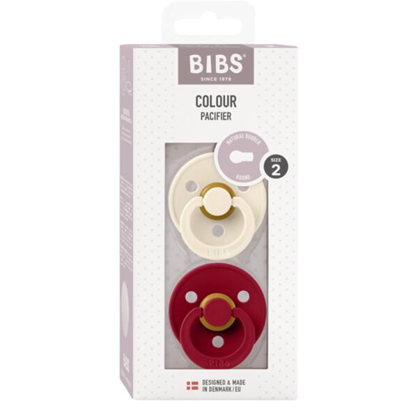 Suzeta BIBS Colour 120264, 6 luni+, 2 buc, ivoire-rosu