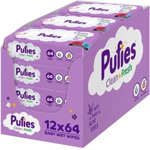 Servetele umede PUFIES Clean&Fresh, 12 pachete, 768 buc