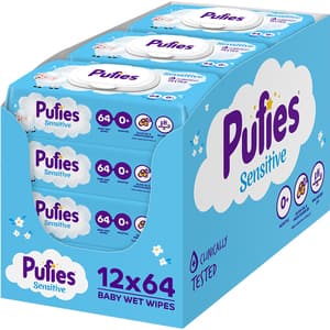 Servetele umede PUFIES Sensitive, 12 pachete, 768 buc