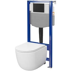 Set vas WC suspendat CERSANIT Aqua 50 Remo S4003-051, ceramica, rezervor 3/6 l, capac SoftClose, alb