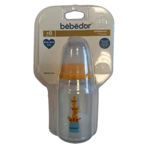 Biberon BEBEDOR 1005434, flux mediu, 0 luni+, 125ml, galben-transparent