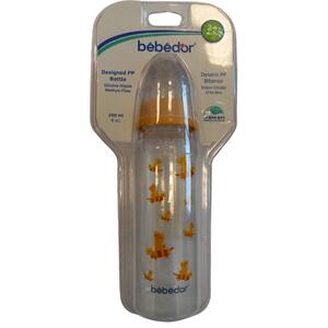 Biberon BEBEDOR 1005438, flux mediu, 3 luni+, 250ml, galben-transparent
