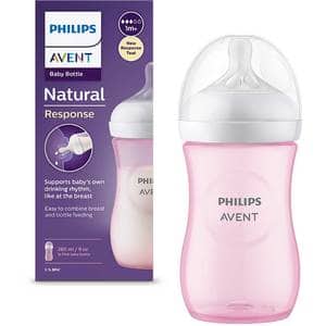 Biberon PHILIPS AVENT Natural Response SCY903/11, flux mediu,1 luna+, 260ml, roz-alb