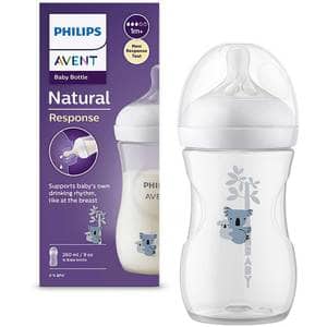 Biberon PHILIPS AVENT Natural Response Koala SCY903/67, flux mediu, 1 luna+, 260ml, alb-transparent