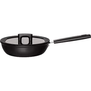 Tigaie cu capac antiaderenta FISKARS Hard Face, 24 cm, aluminiu, negru