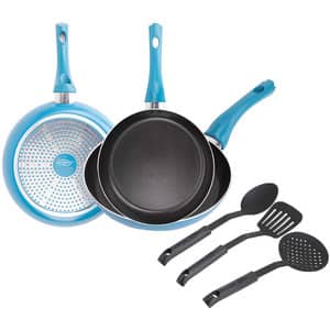 Set tigai SAN IGNACIO Zahara, 3 piese, 18-26cm, aluminiu, albastru + 3 ustensile bucatarie