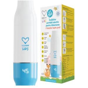 Set 2in1 incalzitor biberoane si dozator lapte praf EASYCARE EASY00235, 250ml, alb-albastru