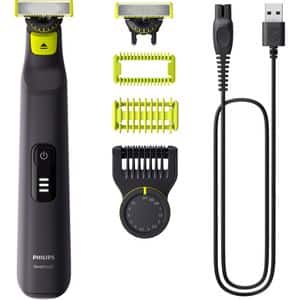 Aparat hibrid de barbierit, tuns barba si parul corporal PHILIPS OneBlade Pro QP6542/15, acumulator, 90 min autonomie, negru