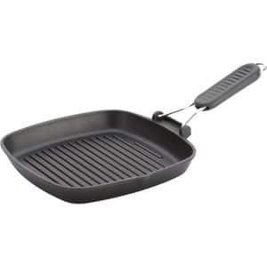 Tigaie grill cu maner pliabil RISOLI Saporelax, 26 x 26 cm, aluminiu reciclat, negru