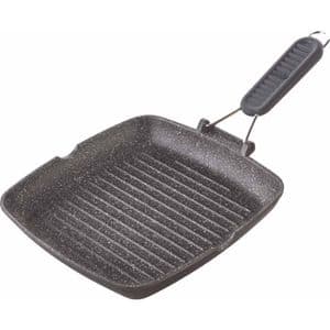Tigaie grill cu maner pliabil RISOLI Granito, 26 x 26 cm, aluminiu reciclat, negru