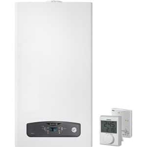 Pachet centrala termica pe gaz in condensare ARISTON Cares S, 24KW, kit evacuare inclus + termostat Siemens