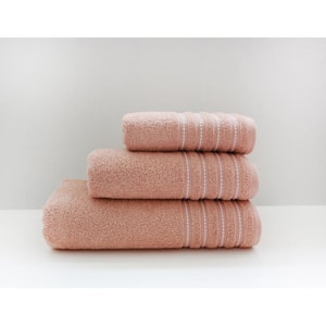 Set 3 prosoape baie MILA HOME Bordure, 50 x 90 cm, 70 x 140 cm, 100 x 150 cm, bumbac, somon savana