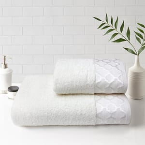 Set 2 prosoape baie MILA HOME Clover, 50 x 90 cm, 70 x 140 cm, bumbac, crem