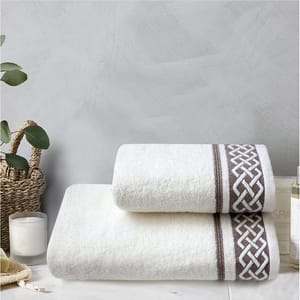 Set 2 prosoape baie MILA HOME Ivy, 50 x 90 cm, 70 x 140 cm, bumbac, crem
