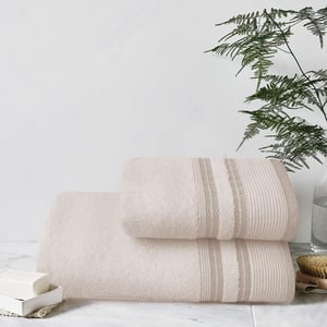 Set 2 prosoape baie MILA HOME Zigzag, 50 x 90 cm, 70 x 140 cm, bumbac, bej