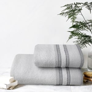 Set 2 prosoape baie MILA HOME Zigzag, 50 x 90 cm, 70 x 140 cm, bumbac, gri
