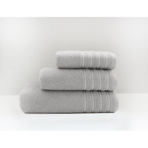 Set 3 prosoape baie MILA HOME Bordure, 50 x 90 cm, 70 x 140 cm, 100 x 150 cm, bumbac, gri