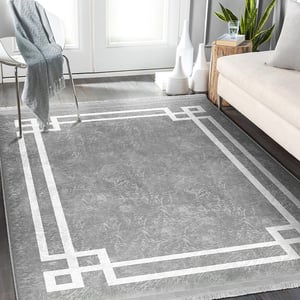 Covor living / dormitor Unique Classic, 120 x 180 cm, poliester, gri-alb