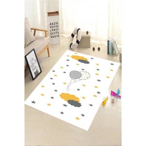 Covor copii Collection Kids Balloons, 80 x 200 cm, poliester, gri-alb
