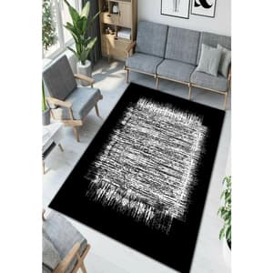 Covor living / dormitor Collection Simple, 120 x 180 cm, poliester, negru-gri