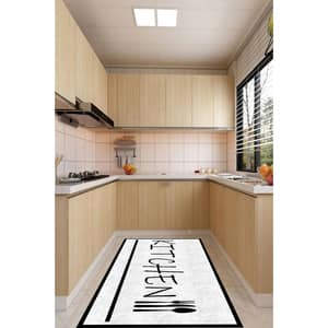 Covor bucatarie Collection My Kitchen Rules, 120 x 180 cm, poliester, negru-alb