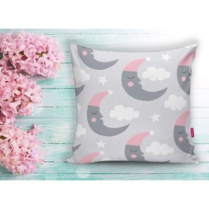 Fata perna decorativa Moon and Cloud, 30% bumbac + 70% poliester, 43 x 43 cm, gri