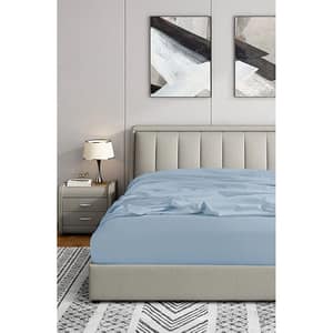 Cearsaf cu elastic pat MILA HOME, 100% bumbac ranforce, 180 x 200 cm, albastru deschis