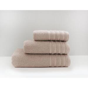 Set 3 prosoape baie MILA HOME Bordure, 50 x 90 cm, 70 x 140 cm, 100 x 150 cm, bumbac, bej