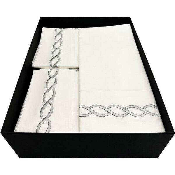 Lenjerie de pat Cable, 2 persoane, 100% bumbac, 200 x 220 cm, 6 piese
