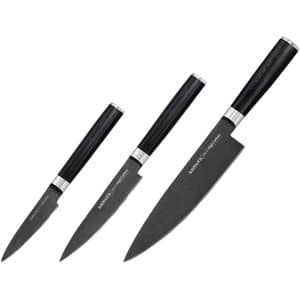 Set cutite SAMURA Mo-V Stonewash SM-0230B, 3 piese, otel, negru
