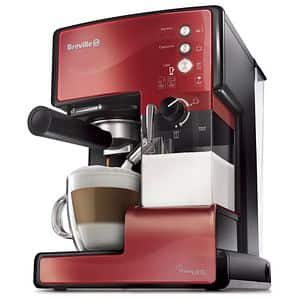 Espressor semiautomat BREVILLE Prima Latte VCF046X-01, 1.5l, 15 bar, negru-rosu