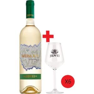 Vin alb demisec Jidvei Weinland Sauvignon Blanc, 0.75L, bax 6 sticle + 6 pahare Jidvei