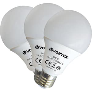 Set 3 becuri LED VORTEX VO2201, E27, 15W, 1400lm, lumina rece