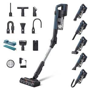 Aspirator vertical PHILIPS PowerUp 5 Aqua XC5373/10, 0.61l, autonomie max 65 min, mod Aqua, albastru inchis
