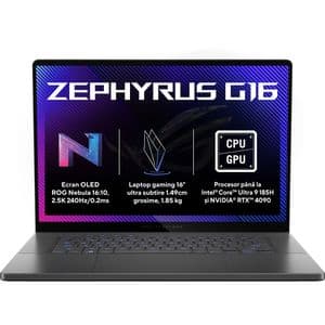 Laptop Gaming ASUS ROG Zephyrus G16 OLED GU605MY-QR079, Intel Core Ultra 9 185H pana la 5.1GHz, 16" WQXGA, 32GB, SSD 2TB, NVIDIA GeForce RTX 4090 16GB, Free Dos, Eclipse Gray